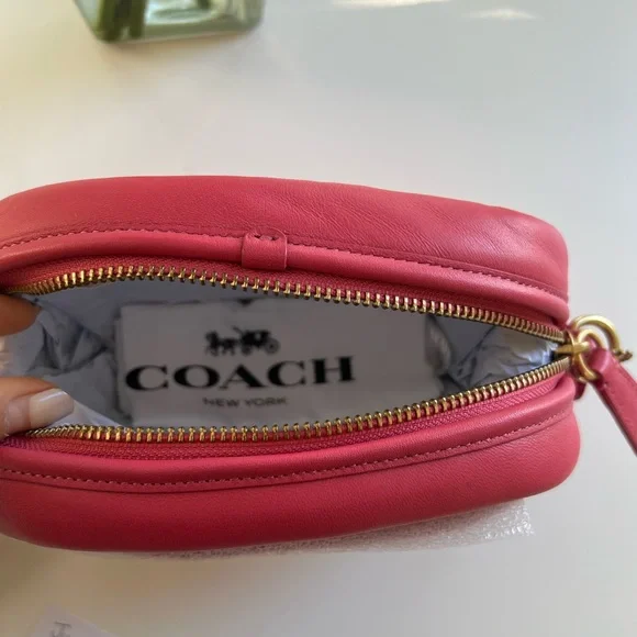NWT Coach Pink Quilted Camera Bag